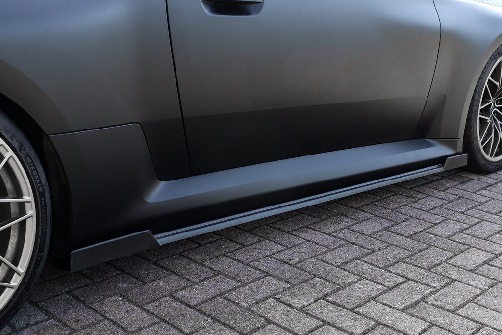 Seitenschweller mit Wing vorne und hinten aus ABS für BMW M2 G87, Ingo Noak Tuning, hochwertiges Fahrzeugzubehör
