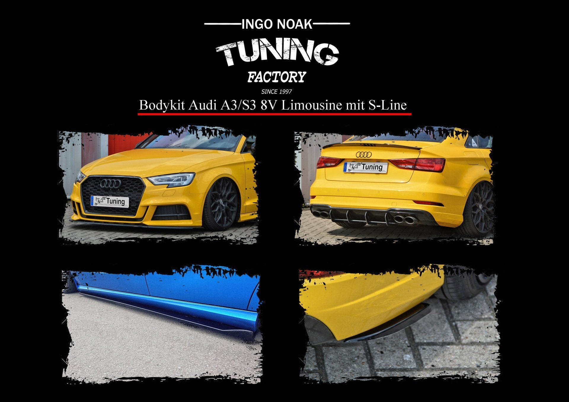 Bodykit für Audi A3 8V mit S-Line + S3 Limousine+Cabrio Bj.2016- - Ingo Noak Tuning