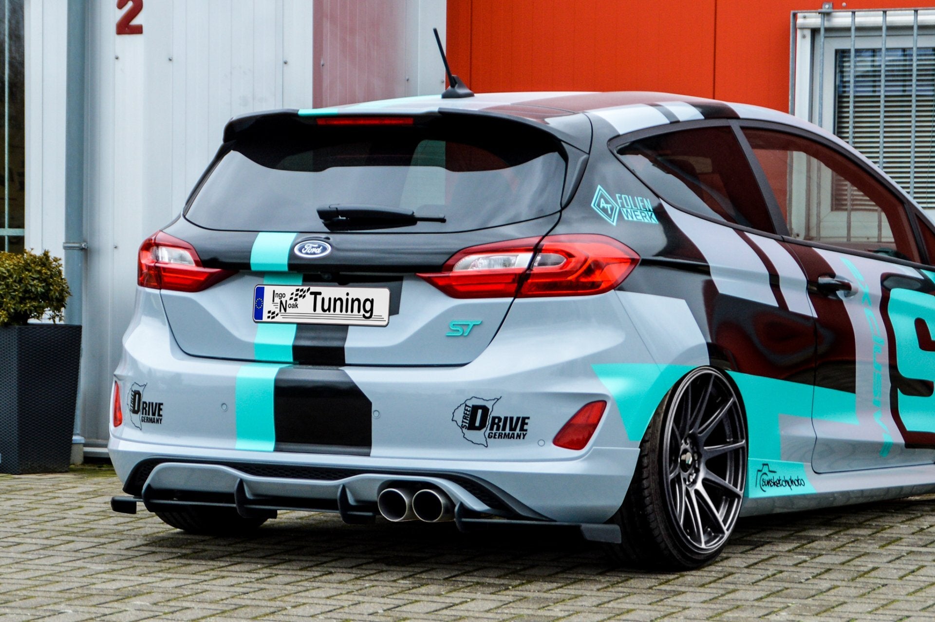 Gefräster Heckansatz mit Finnen aus ABS für Ford Fiesta ST MK8 JHH