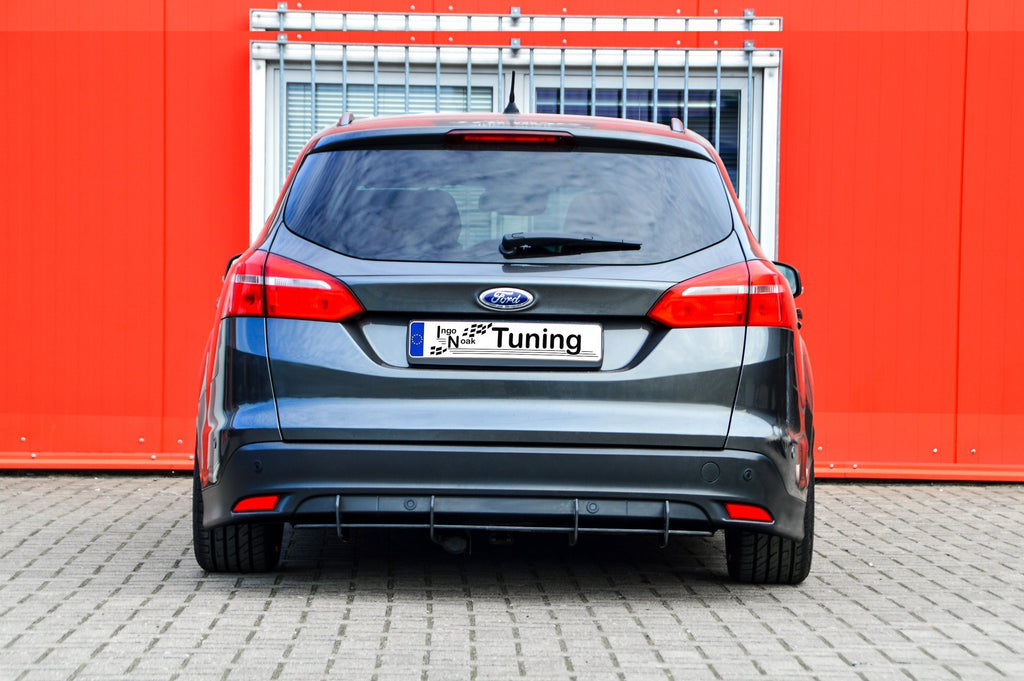 Heckansatz Diffusor für Ford Focus Turnier DYB ab 2014-2018, Ingo Noak Tuning, in schwarzer Kunststoffoptik sichtbar