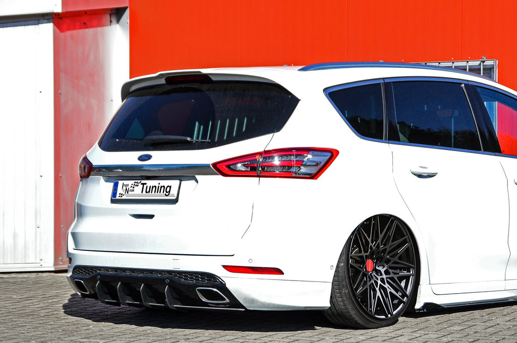Heckansatz Diffusor für Ford S-Max 2 ST-Line ab 2015-2019, Ingo Noak Tuning, glänzende schwarze Kunststoffoptik