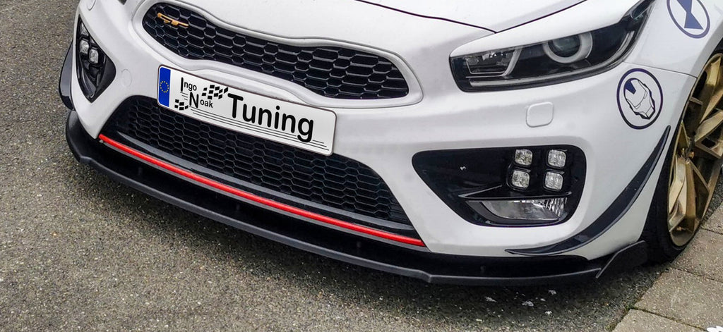 Vordere Spoilerlippe V2 mit Wing für Kia Ceed GT Pro, ab 2013-2018, schwarz, Ingo Noak Tuning, Aerodynamische Fahrzeugveredelung