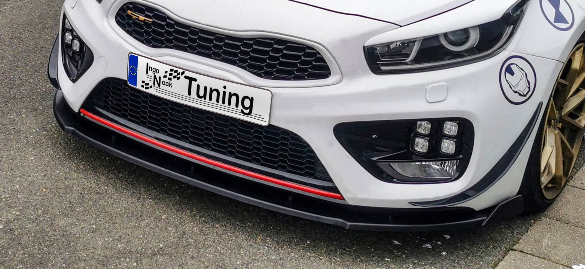 Vordere Spoilerlippe V2 mit Wing für Kia Ceed GT Pro, ab 2013-2018, schwarz, Ingo Noak Tuning, Aerodynamische Fahrzeugveredelung
