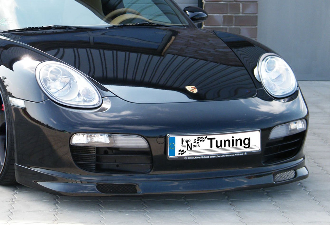Frontspoiler in GT3 Optik für Porsche Boxster 987, Ingo Noak Tuning, zeigt aerodynamisches Design und hochwertige Verarbeitung