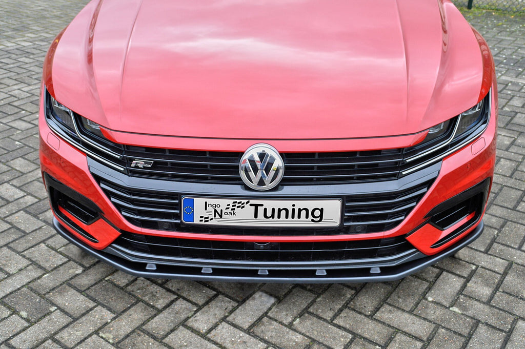 Frontspoilerlippe für VW Arteon von Ingo Noak Tuning, sportliche Optik, aus robustem Material, zeigt die aerodynamische Fahrzeugfront
