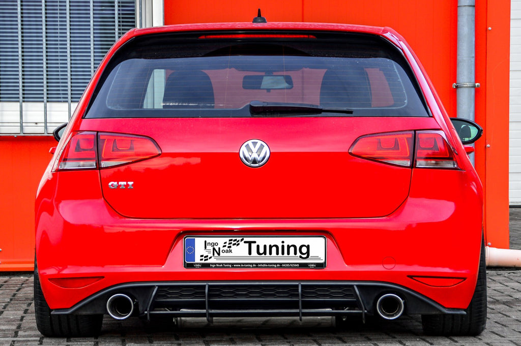 Gefräster Heckansatz mit Finnen V2 für VW Golf 7 GTI und GTD, in hochwertiger Verarbeitung, von Ingo Noak Tuning.