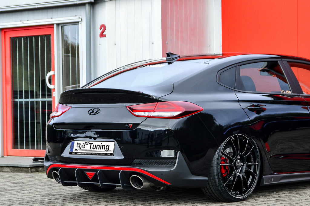 Racing-Heckansatz für Hyundai i30N Fastback Facelift, schwarz, aus Kunststoff, von Ingo Noak Tuning, sportliches Design