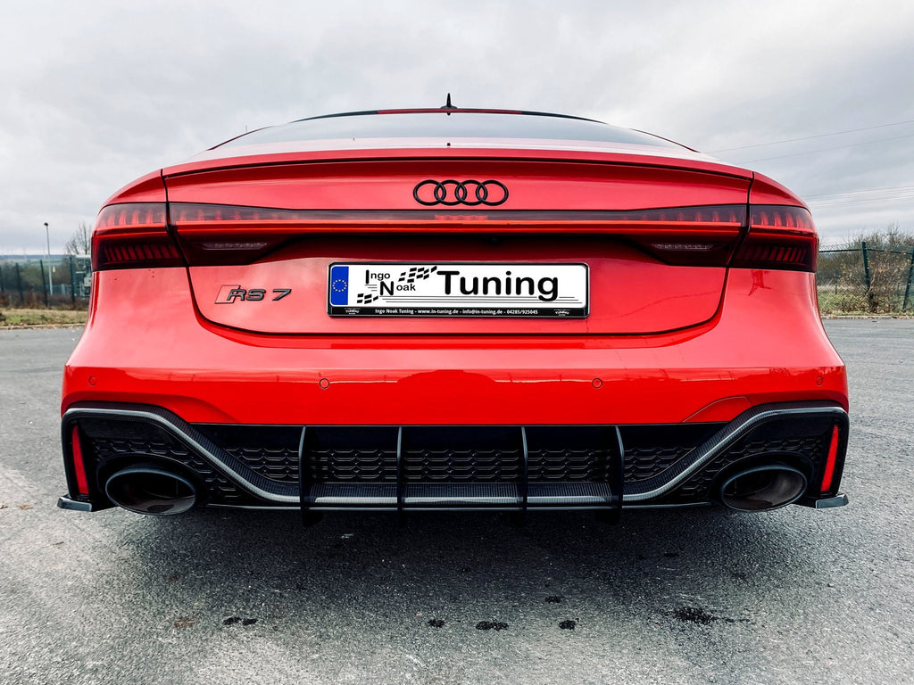 Gefräster Heckansatz für Audi RS7 C8 von Ingo Noak Tuning, aerodynamisches Auto-Upgrade, detailreiche Verarbeitung, schwarzes Finish