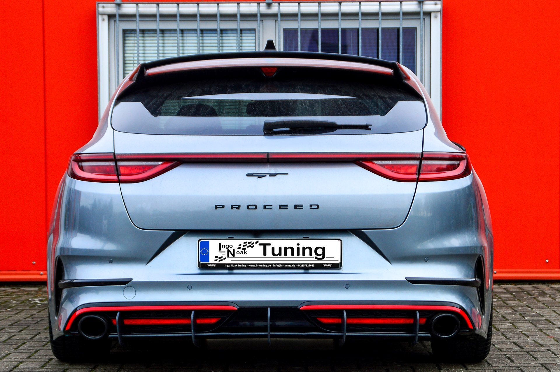 Heckdiffusor für Kia ProCeed GT ab 2021, Ingo Noak Tuning, zeigt den schwarzen Diffusor aus Kunststoff mit sportlichem Design