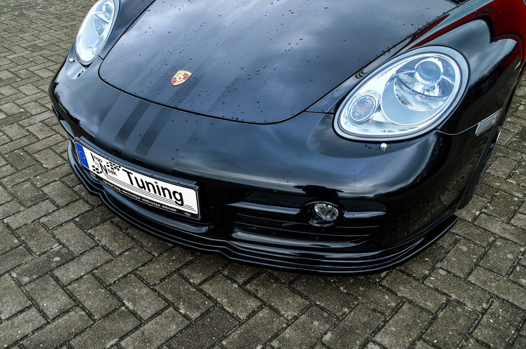 Frontspoilerlippe aus ABS für Porsche Cayman 987, Cuplippe von Ingo Noak Tuning, zeigt die aerodynamische Autoverkleidung