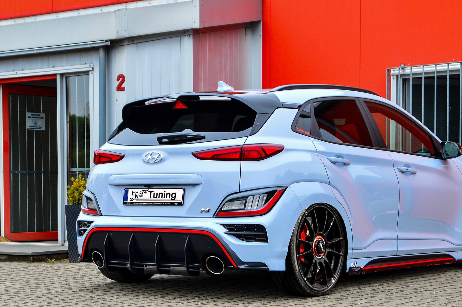 Racing-Heckansatz für Hyundai Kona N ab 2020, schwarz, aus Kunststoff, von Ingo Noak Tuning, für sportliches Fahrzeug-Design