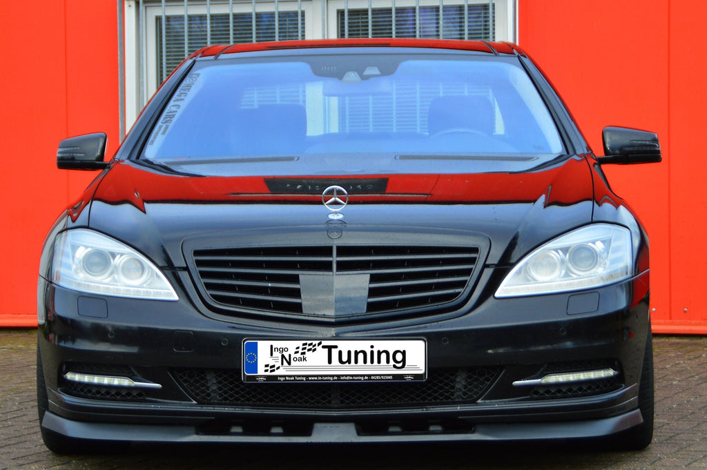 Vorderer Spoilerlippe für S-Klasse W221/V221, Ingo Noak Tuning, aus hochwertigem Material, sichtbar auf dem Auto montiert
