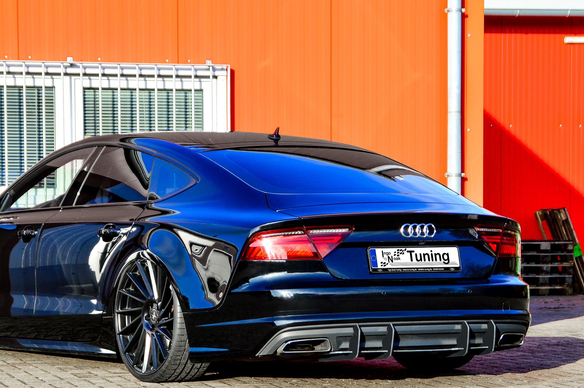 Gefräster Heckansatz aus ABS für Audi A7 C7 4G, Ingo Noak Tuning, zeigt das perfekt gearbeitete Fahrzeug-Upgrade