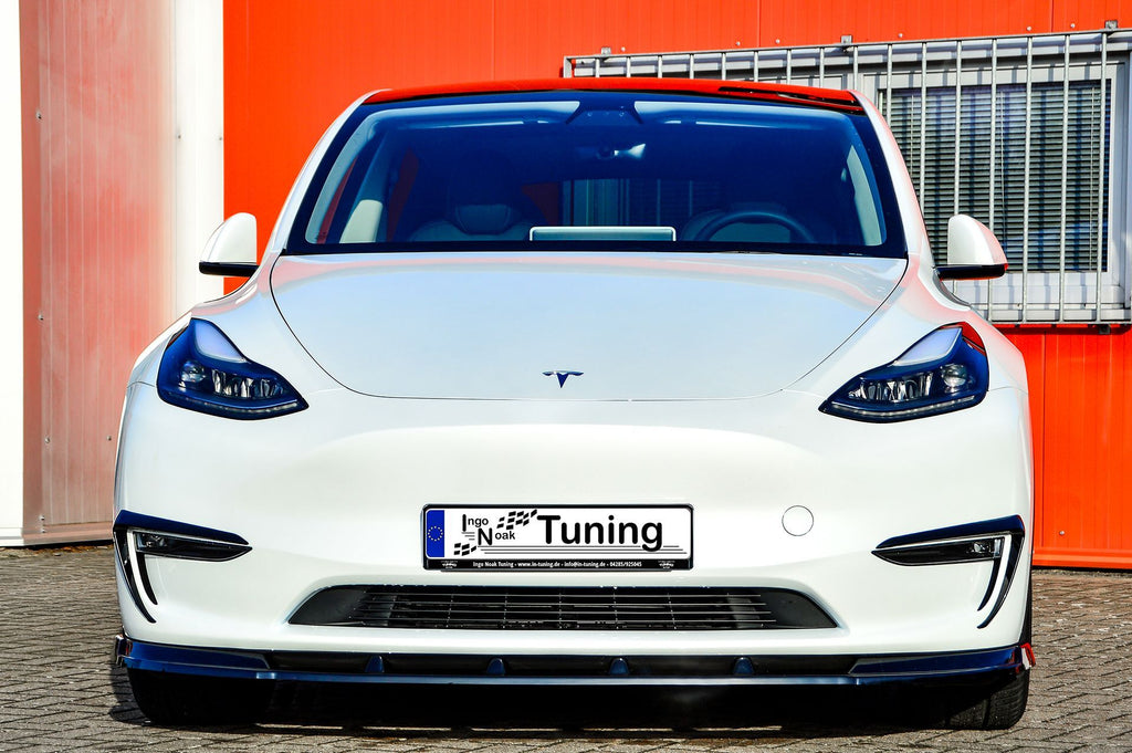 Frontspoilerlippe für Tesla Model Y ab 2020, Ingo Noak Tuning, aerodynamisches Autozubehör in schwarzer Optik