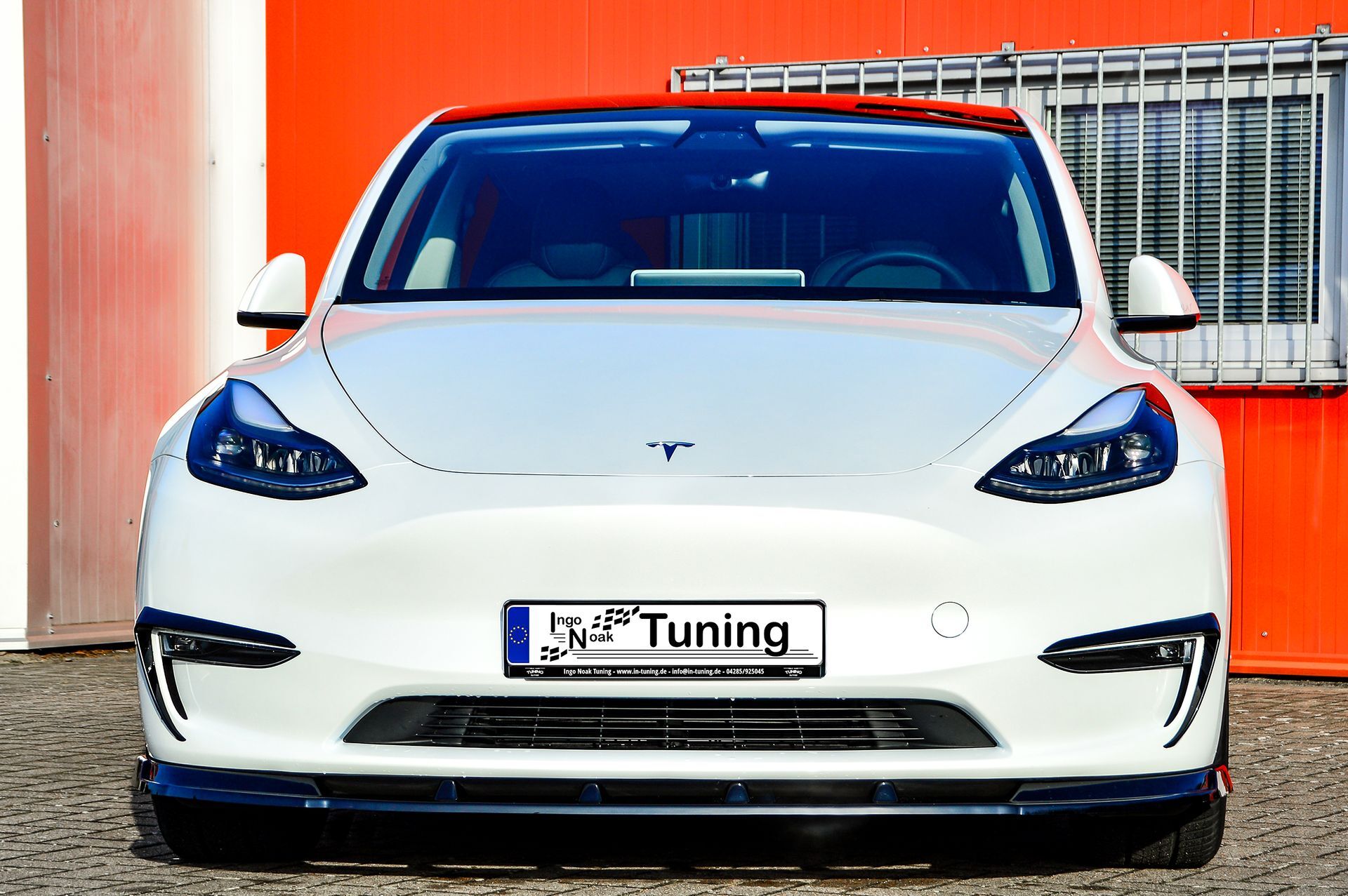 Frontspoilerlippe für Tesla Model Y ab 2020, Ingo Noak Tuning, aerodynamisches Autozubehör in schwarzer Optik