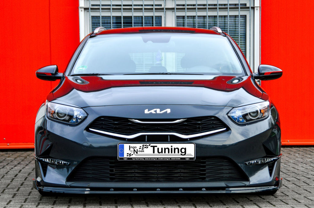 Kia Ceed CD Frontspoilerlippe mit Wings, Ingo Noak Tuning, ab Baujahr 2021, schwarze Kunststoff-Optik, sportliches Design