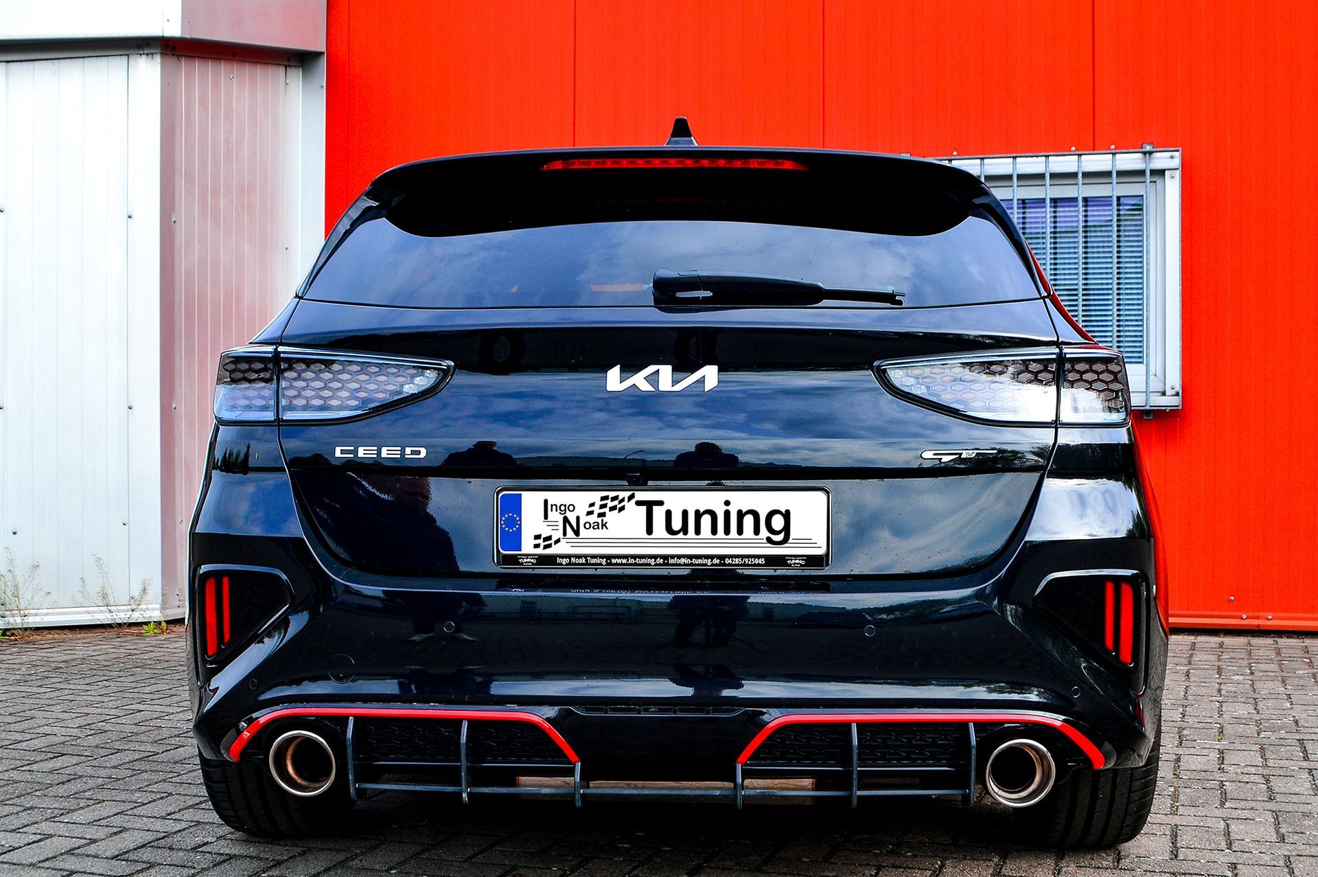 Heckdiffusor für Kia Ceed GT CD Facelift ab 2021, Ingo Noak Tuning, schwarzer Diffusor mit sportlichem Design