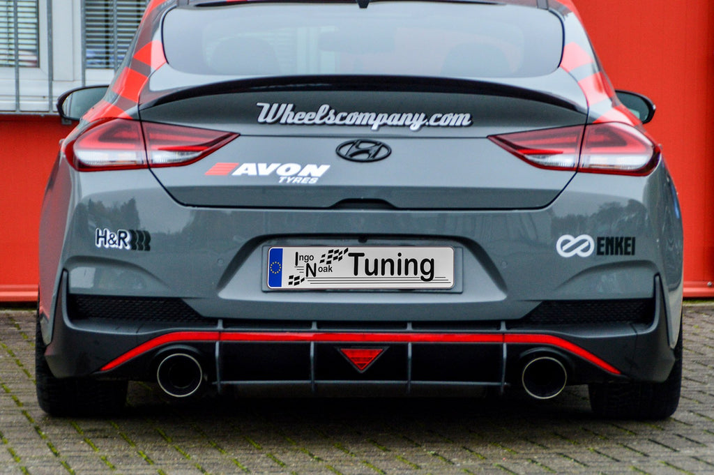 Racing Heckansatz für Hyundai i30N Fastback, schwarzes Tuning-Teil, Ingo Noak Tuning, sportlicher Heckstoßstangenansatz