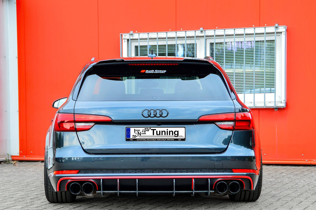 Gefräster ABS-Heckansatz für Audi S4 B9 von Ingo Noak Tuning, zeigt aerodynamisches Design und hochwertige Verarbeitung