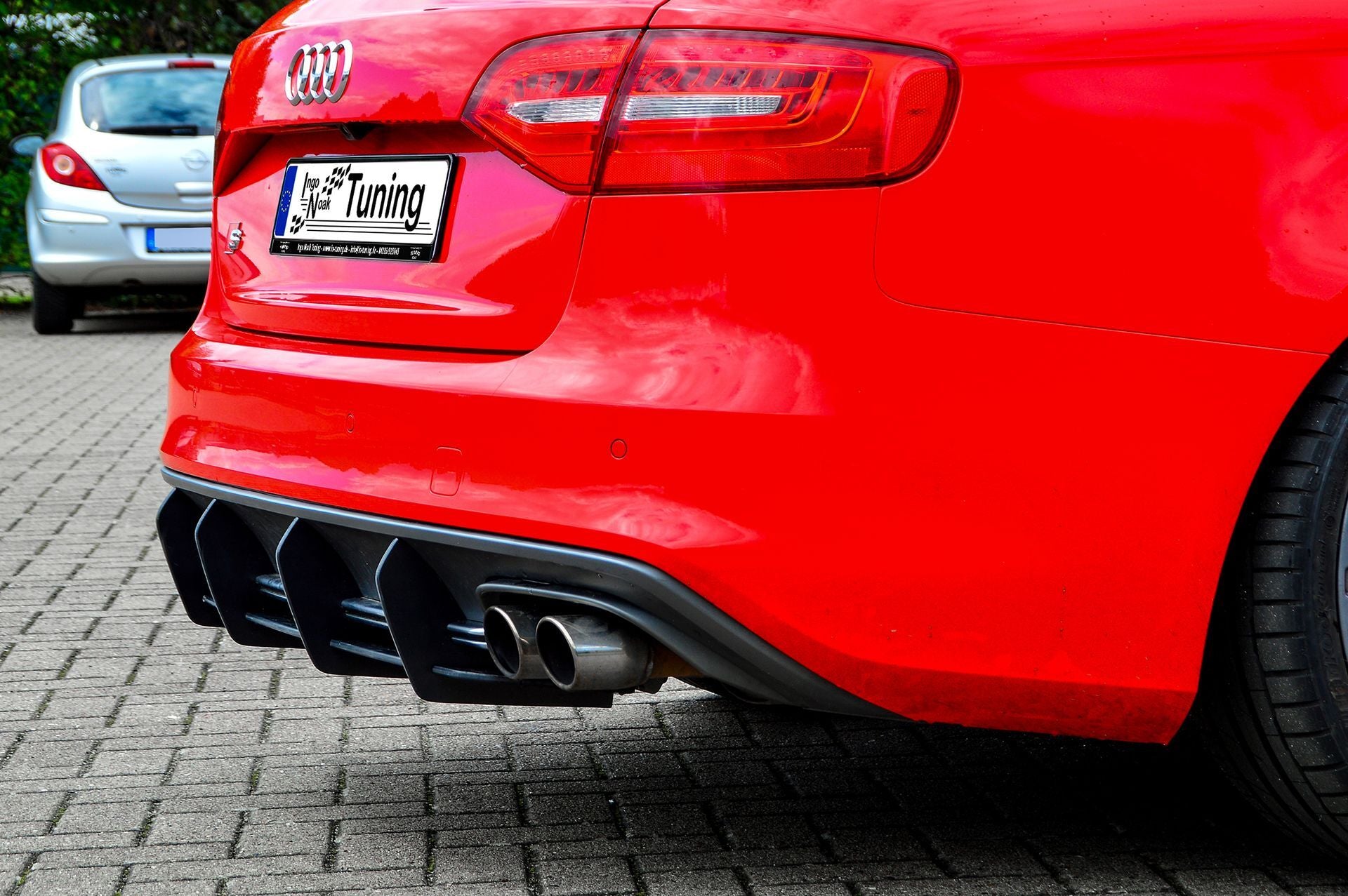 Gefräster Heckansatz aus ABS für Audi S4 B8 Facelift, Ingo Noak Tuning, zeigt das aerodynamische Fahrzeugzubehör