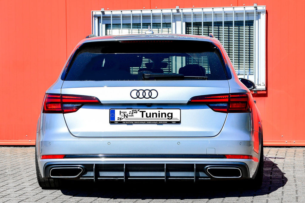 Gefräster ABS-Heckansatz für Audi A4 B9 Avant von Ingo Noak Tuning, zeigt das detaillierte Design und die Passform