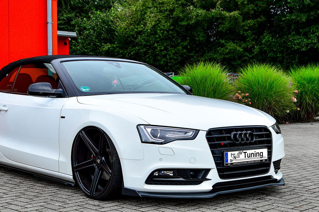 Frontspoilerlippe mit Wings für Audi A5 B8 Facelift 2011-2016, Ingo Noak Tuning, schwarze Kunststoffstoßstangenverkleidung