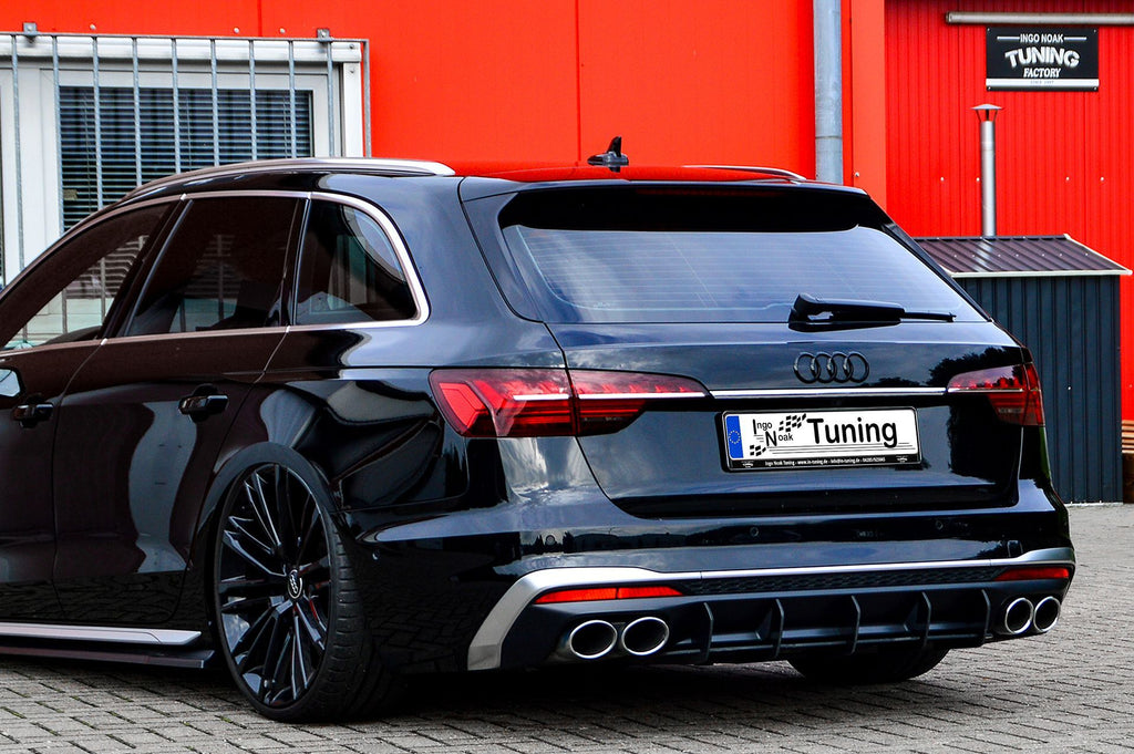 Gefräster ABS-Heckansatz für Audi S4 B9 Facelift, passend für Ingo Noak Tuning, zeigt das aerodynamische Heck-Design.