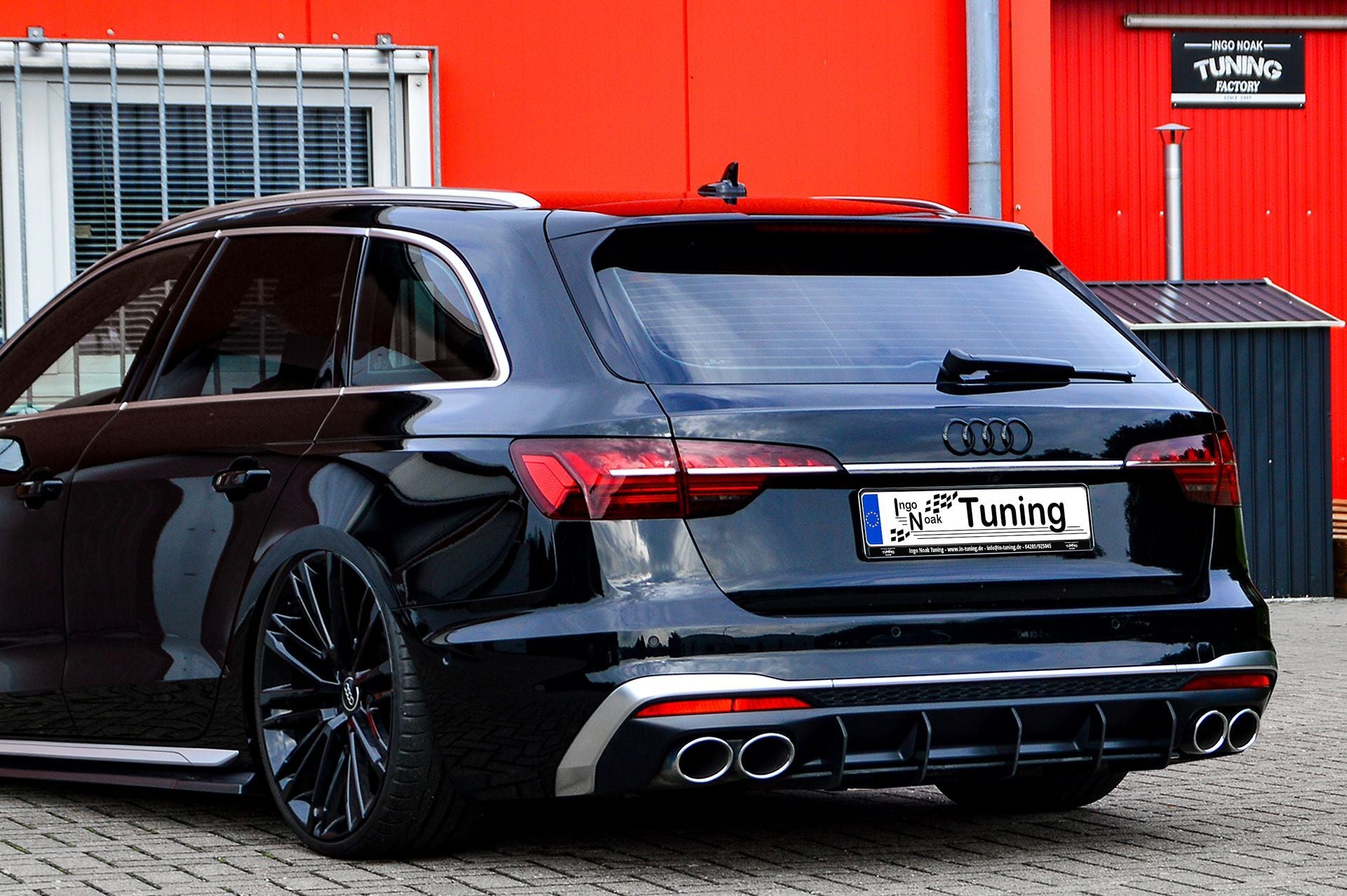 Gefräster ABS-Heckansatz für Audi S4 B9 Facelift, passend für Ingo Noak Tuning, zeigt das aerodynamische Heck-Design.
