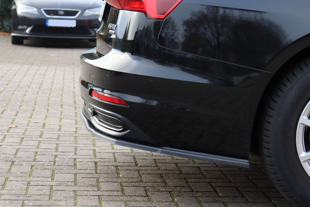 Heckspoilerlippe für Audi A6 4K C8 ab 2018-2023, Ingo Noak Tuning, schwarze Kunststoff-Optik, sichtbar an der Heckstoßstange