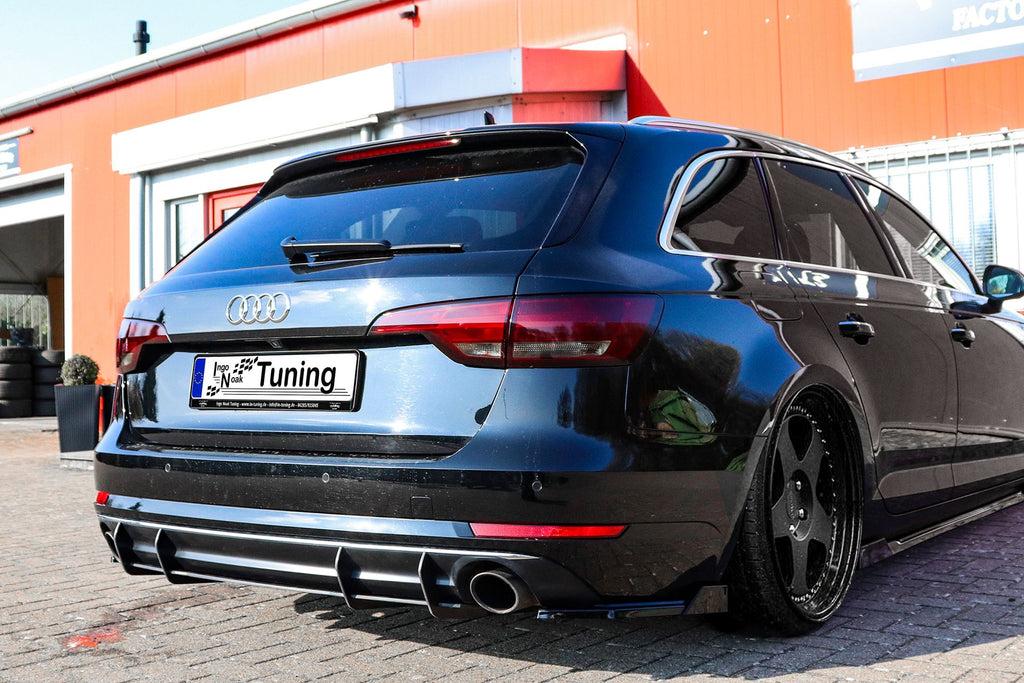 Gefräster Heckansatz aus ABS für Audi A4 B9 Avant mit Endrohr L/R