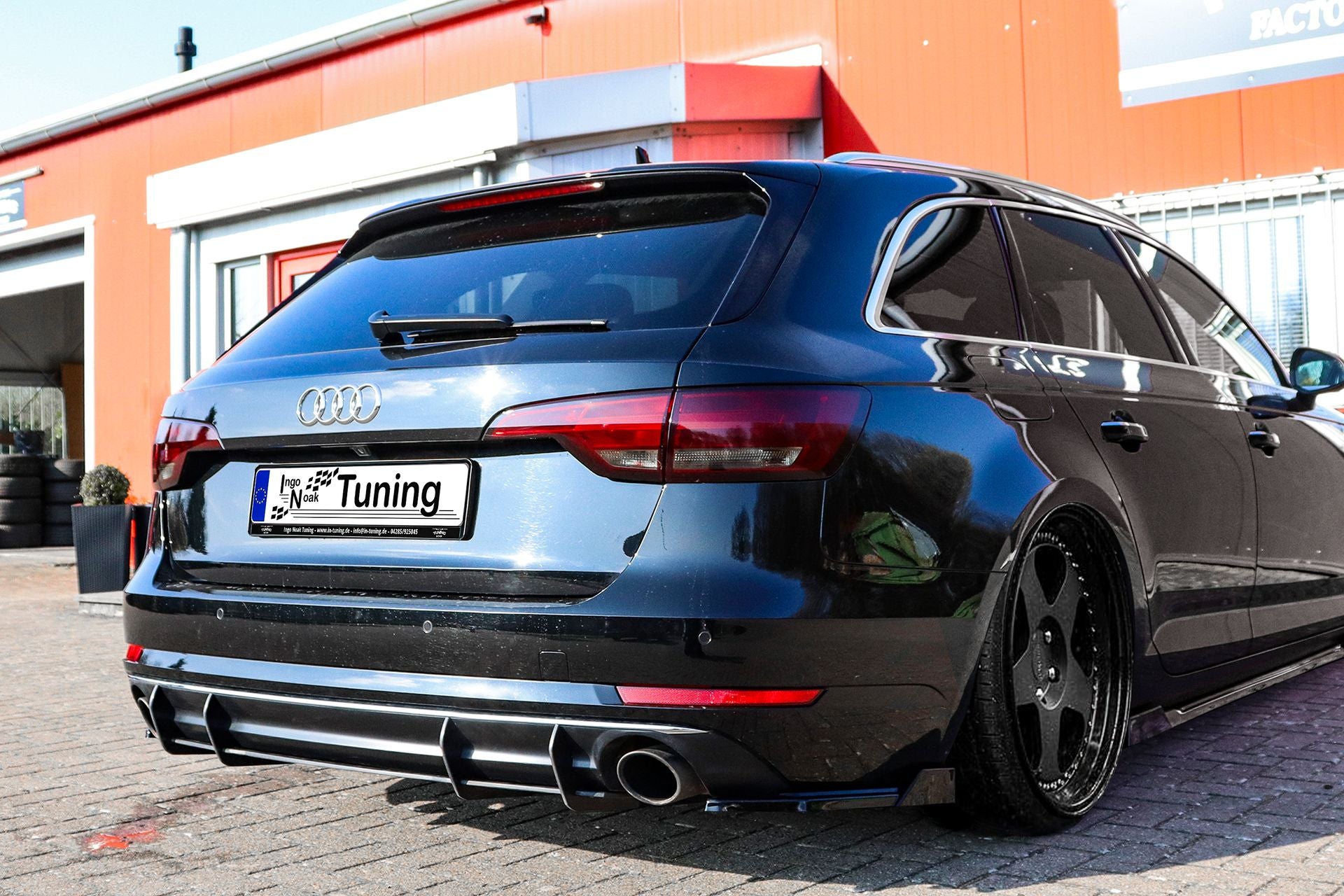 Gefräster Heckansatz aus ABS für Audi A4 B9 Avant mit Endrohr L/R