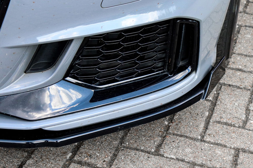 Frontspoilerlippe mit Wings für Audi RS3 8V Facelift Sportback und Limousine, Ingo Noak Tuning, schwarzes Kunststoffdesign