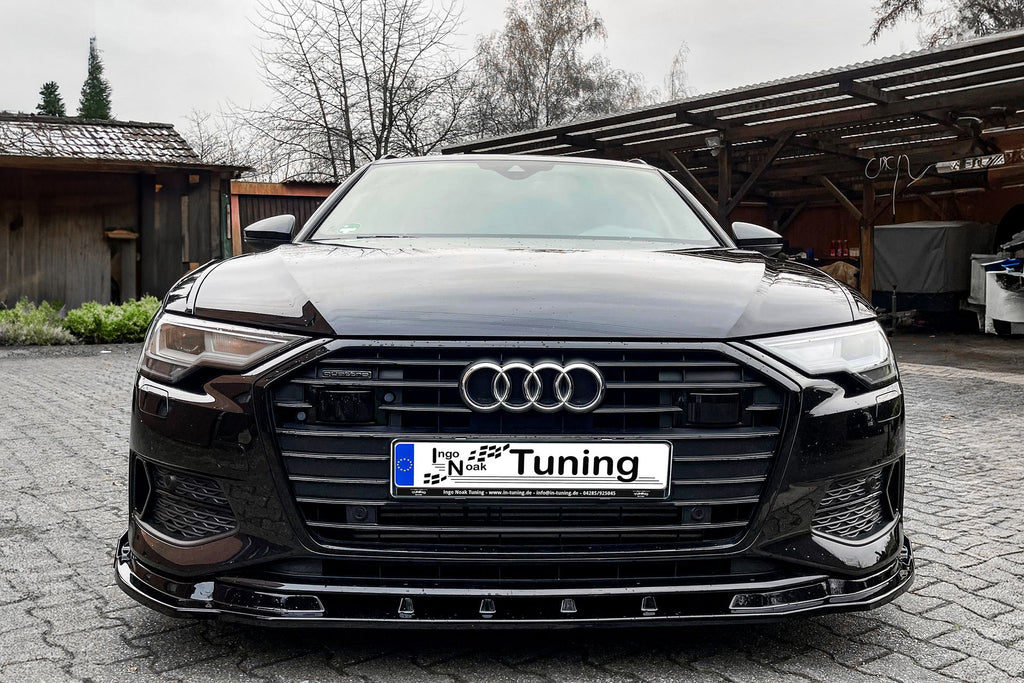 Vordere Spoilerlippe mit Flügel für Audi A6 4K C8 ab 2018-2023, Ingo Noak Tuning, zeigt die aerodynamische Frontpartie