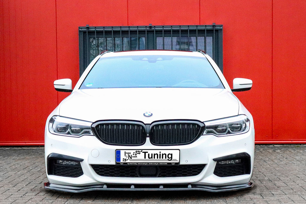 Frontspoilerlippe für BMW 5er G30 G31 M-Paket, Ingo Noak Tuning, aerodynamische Fahrzeugveredelung, zeigt die schwarze Lippe
