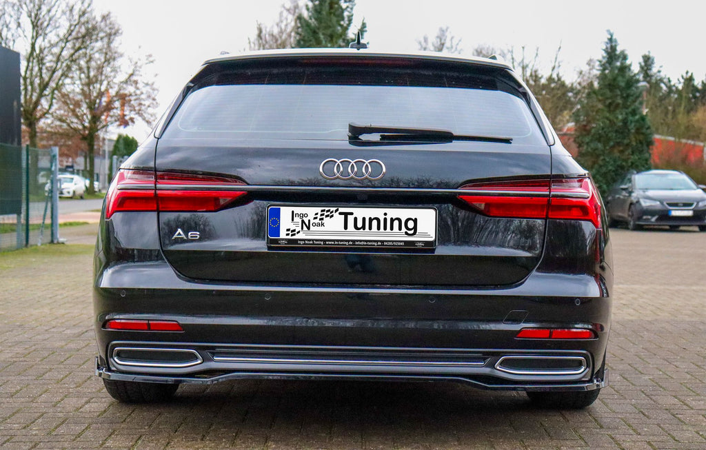 Heckansatz aus ABS mit seitlichem Wing auch für Fahrzeuge mit AHK, für Audi A6 C8 F2 ab Bj. 2018-2023