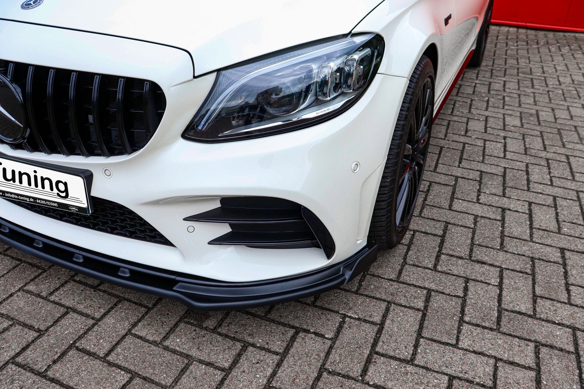 Cuplippe Frontspoilerlippe mit Wings aus ABS für Mercedes Benz C43 AMG Facelift
