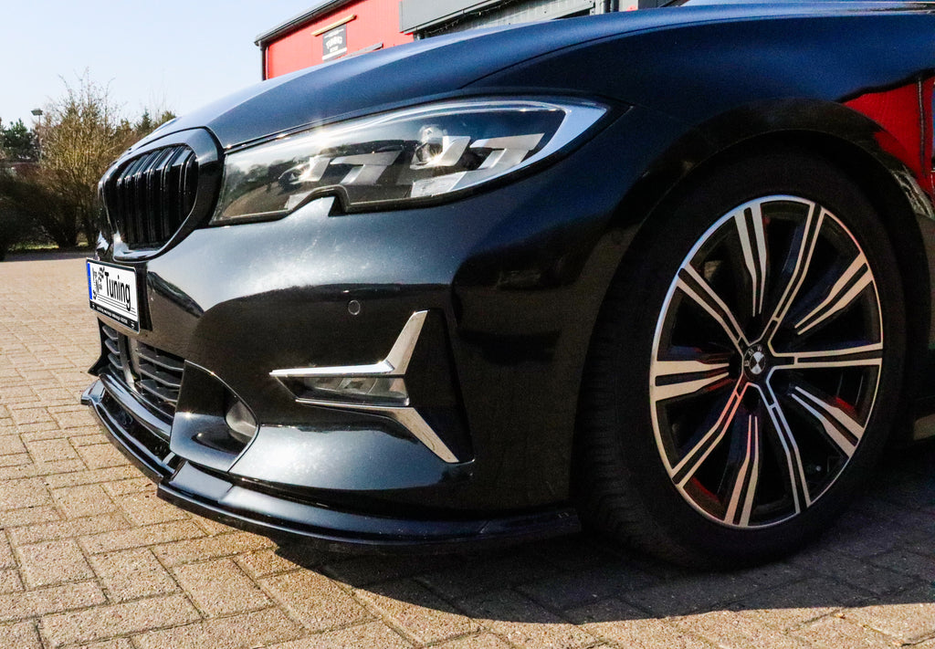 Frontspoilerlippe für BMW 3er G20/G21 ohne M-Paket von Ingo Noak Tuning, aus ABS-Kunststoff, auf dem Fahrzeug montiert
