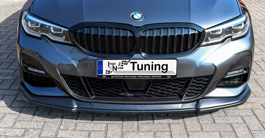 Frontspoiler Cuplippe aus ABS für BMW 3er G20 G21 M-Paket, passend für Ingo Noak Tuning Auto, sichtbarer Teil des Fahrzeuges