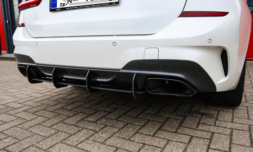 Hinterachsensatz mit Finnen für BMW 3er G20/21 M340i, in Abs-Kunststoff, von Ingo Noak Tuning, für sportliches Design