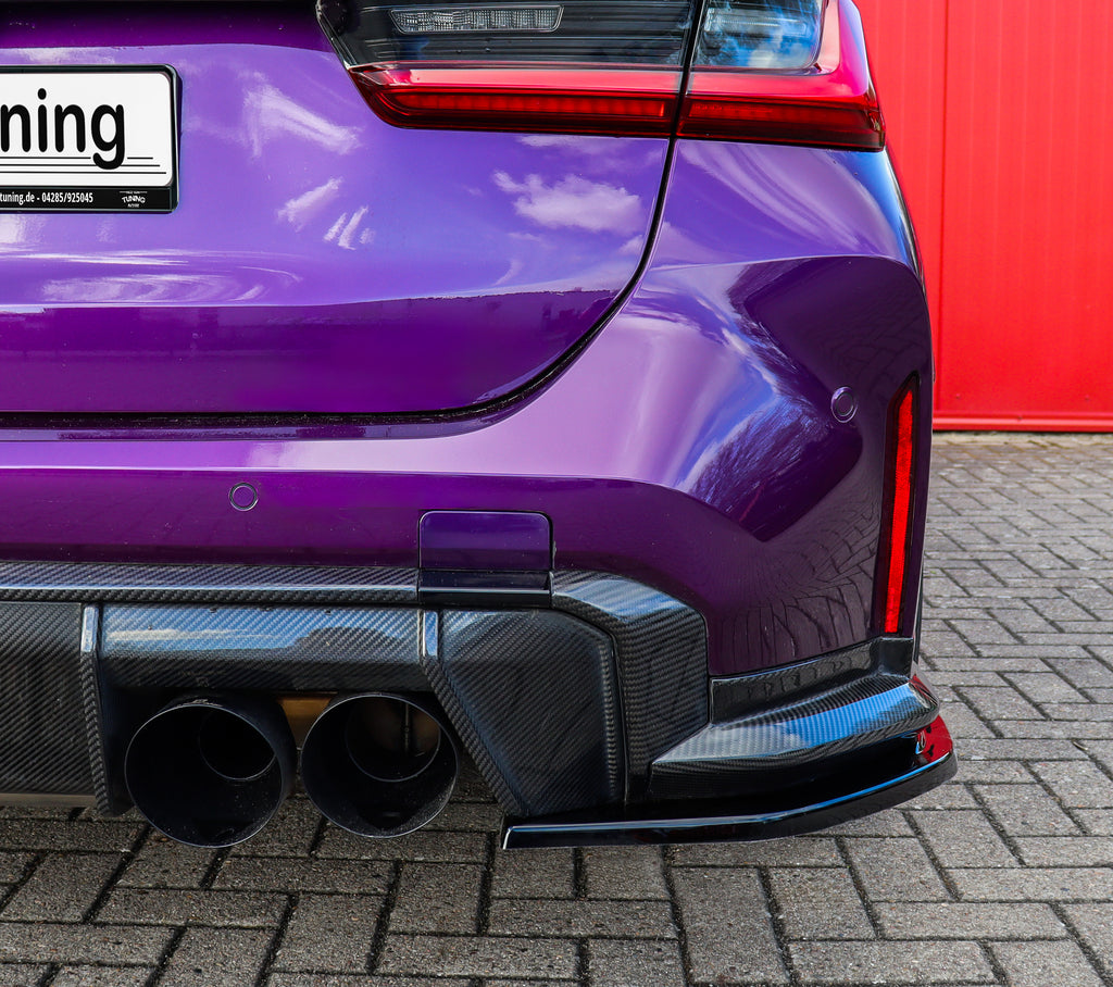 Seitenteile für BMW M3 G80/G81, Heckansatz von Ingo Noak Tuning, schwarze ABS-Optik, sportliches Design