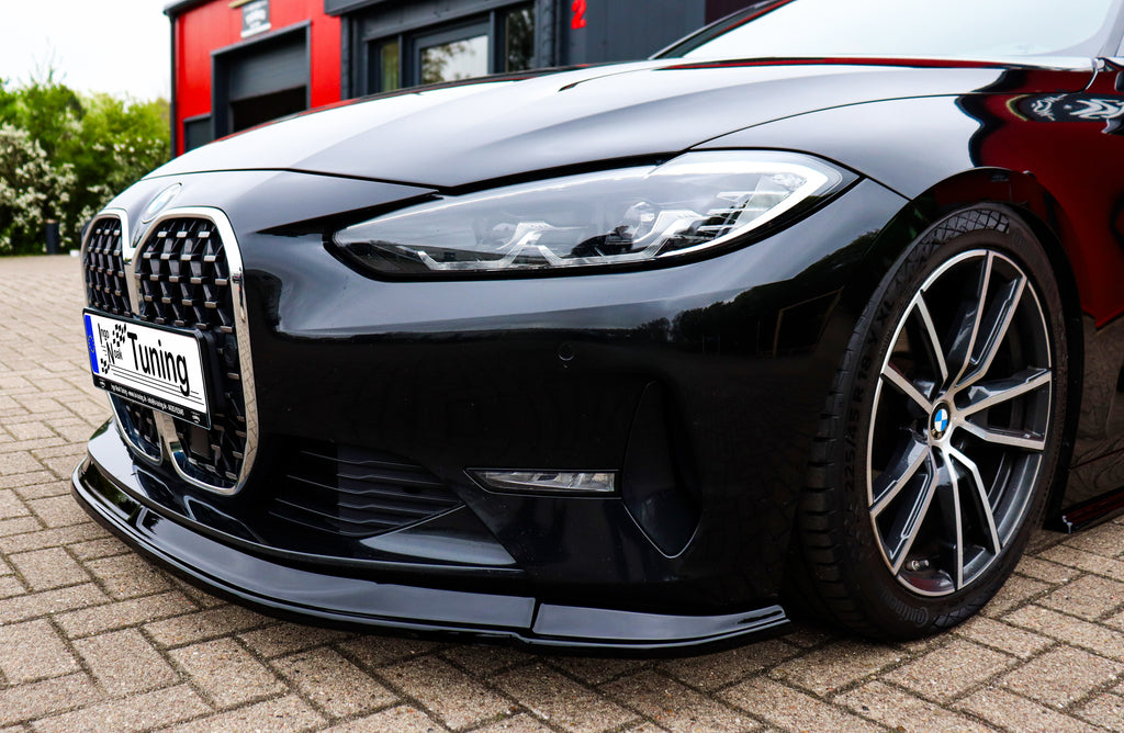 Frontspoilerlippe für BMW 4er G22/G23 ohne M-Paket von Ingo Noak Tuning, aus ABS-Kunststoff, zeigt die sportliche Fahrzeugfront.