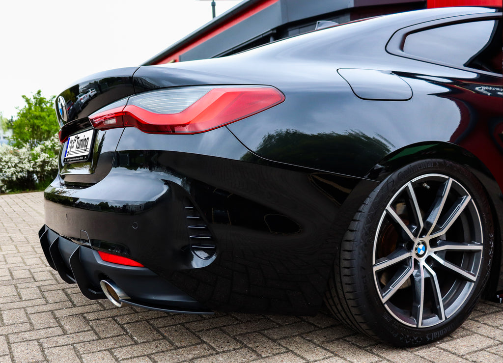 Gefräster Heckansatz für BMW 4er G22/G23 ohne M-Paket von Ingo Noak Tuning, aus hochwertigem Material, sichtbar auf dem Bild