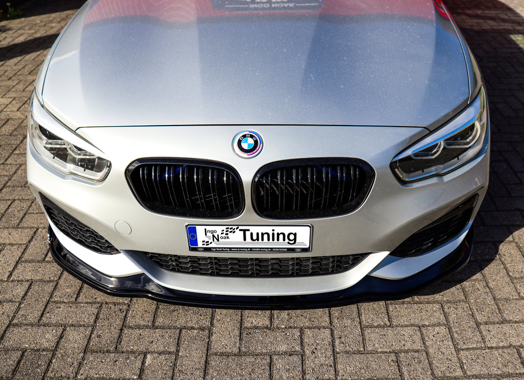 Frontspoilerlippe mit Wing für BMW 1er F20 M-140i, Ingo Noak Tuning, in schwarzem ABS, für sportlichen Look 2015-2019