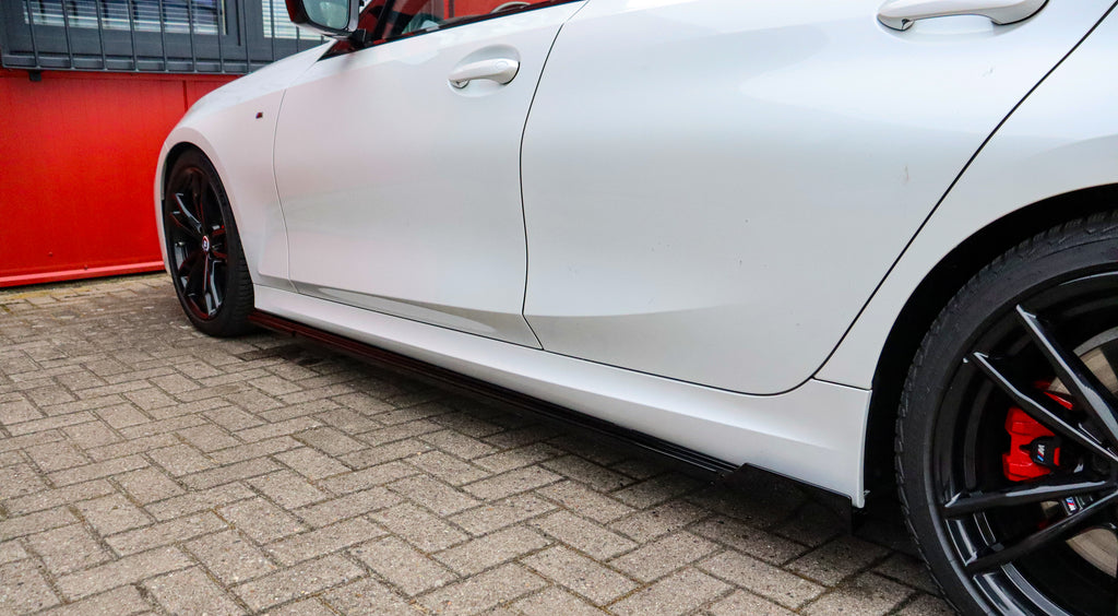 Seitenschweller und Wing aus ABS für BMW 3er G20/21 ohne M-Paket, Ingo Noak Tuning, schwarz, aerodynamisches Design