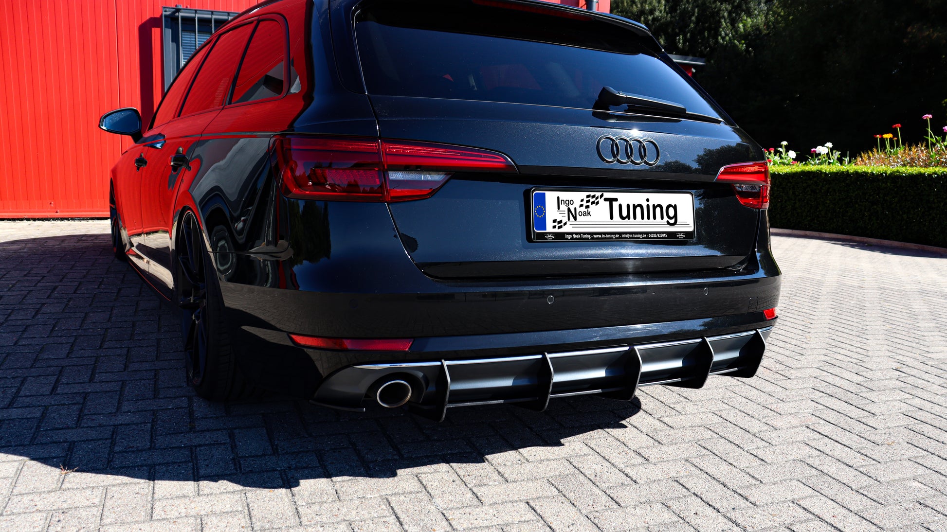 Gefräster Heckansatz aus ABS für Audi A4 B9 VFL Endrohr links - Ingo Noak Tuning