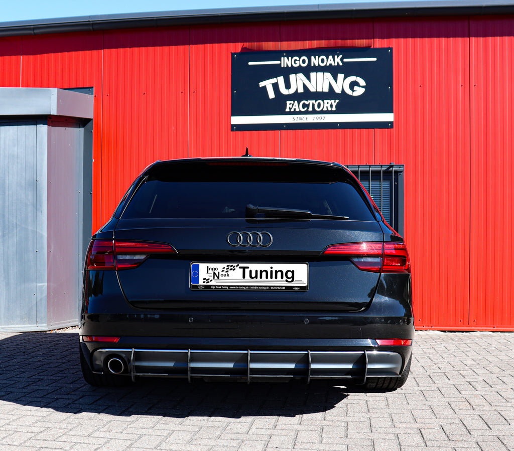 Gefräster Heckansatz aus ABS für Audi A4 B9 VFL Endrohr links - Ingo Noak Tuning