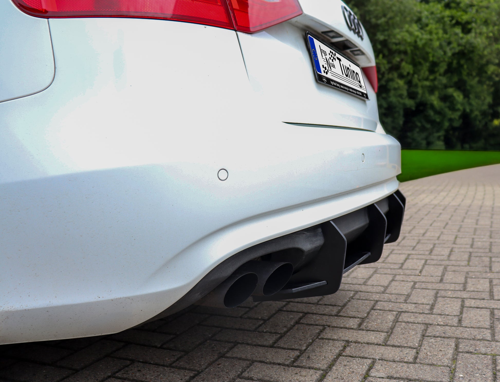 Heckansatz für Audi A4 B8 Avant Doppel-Endrohr links Facelift ohne S-Line